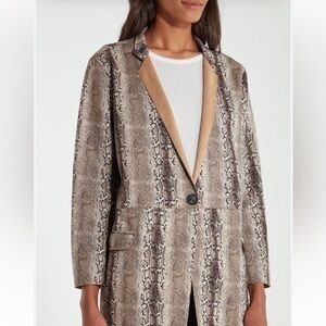 Anthropologie BLANKNYC faux snake skin suede coat Size S 
Color Black/Tan